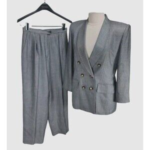 KASPER A.S.L Women Career Pant Suit Petti Size 8P Black White Vantage Set  71P